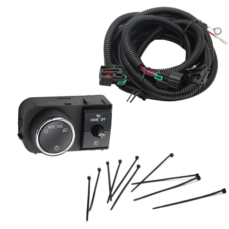 Jecoupoon Fog Light Switch & Wiring Harness Compatible with 2007-2013 Silverado 2007-2013 Sierra 1500 2500 3500 25858705 19170443 - Image 1